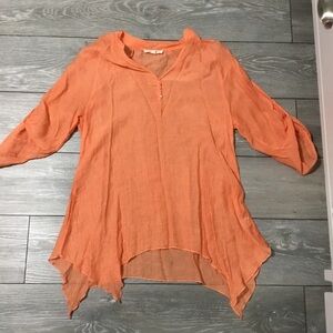Grand & Greene Sheer Lightweight Peachy Orange top size L